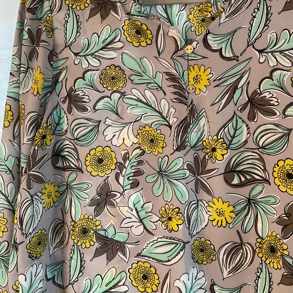 LOFT Outlet Floral Blouse - Yellow and Green - Picture 2 of 4